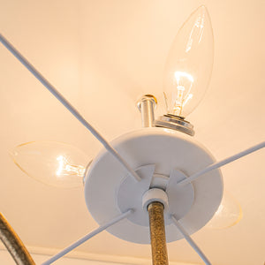 Layered Bamboo Square Cage Fabric Semi Flush Mount