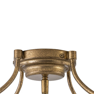 Layered Bamboo Square Cage Fabric Semi Flush Mount