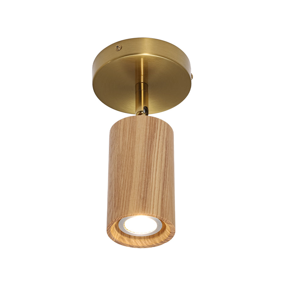 1-Light GU10 Adjustable Wooden Ceiling Spotlight Track Light