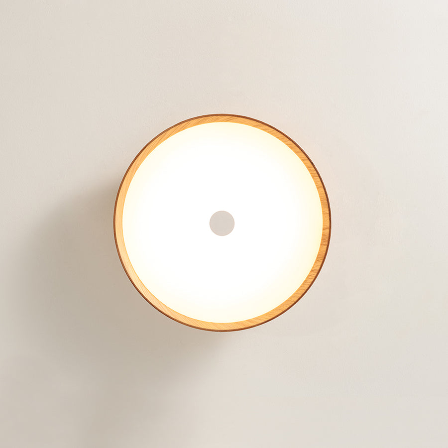 Farmhouse Wood Grain Dimmable LED Round Flush Mount Light