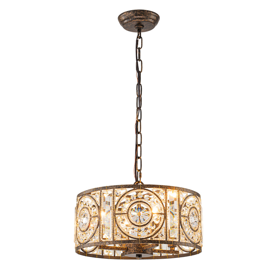 Luxe Moroccan Antique Crystal Drum Cage Chandelier