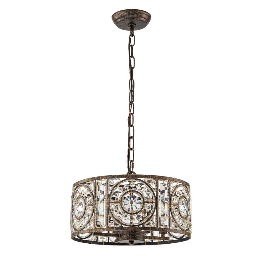 Luxe Moroccan Antique Crystal Drum Cage Chandelier