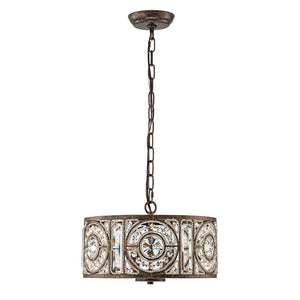 Luxe Moroccan Antique Crystal Drum Cage Chandelier