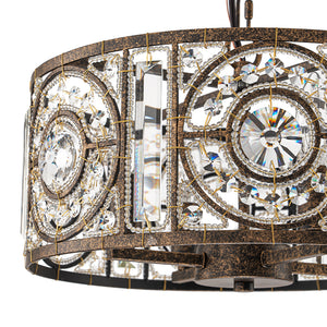 Luxe Moroccan Antique Crystal Drum Cage Chandelier