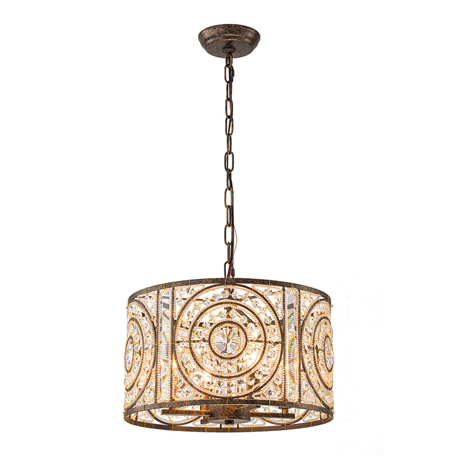 Luxe Moroccan Antique Crystal Drum Cage Chandelier