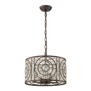 Luxe Moroccan Antique Crystal Drum Cage Chandelier