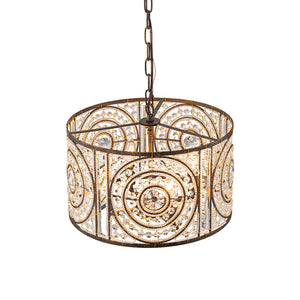 Luxe Moroccan Antique Crystal Drum Cage Chandelier