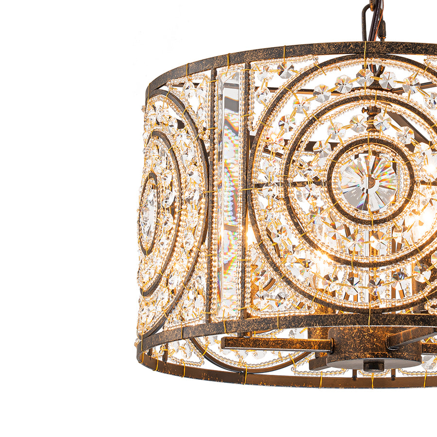 Luxe Moroccan Antique Crystal Drum Cage Chandelier