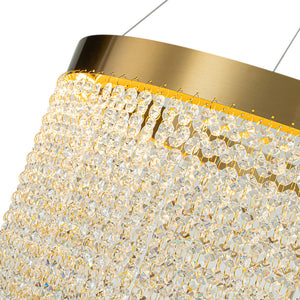 Luxury 2-Tier LED Cascade Crystal Round Chandelier