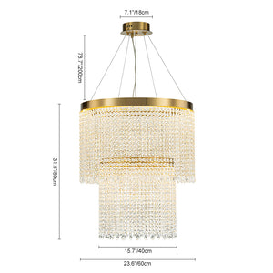 Luxury 2-Tier LED Cascade Crystal Round Chandelier