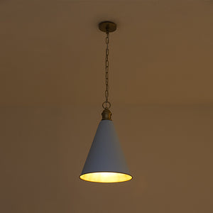 Macaron Brass Baby Blue 1-Light Iron Conical Kitchen Pendant