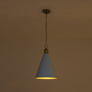 Macaron Brass Baby Blue 1-Light Iron Conical Kitchen Pendant