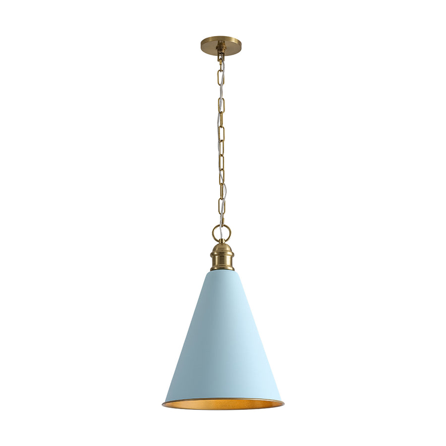 Macaron Brass Baby Blue 1-Light Iron Conical Kitchen Pendant