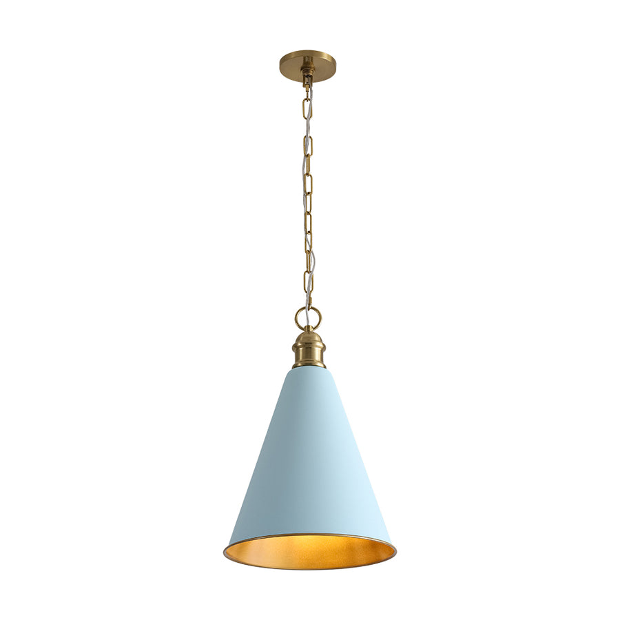 Macaron Brass Baby Blue 1-Light Iron Conical Kitchen Pendant