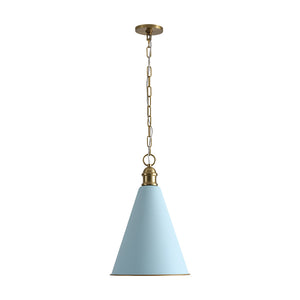 Macaron Brass Baby Blue 1-Light Iron Conical Kitchen Pendant