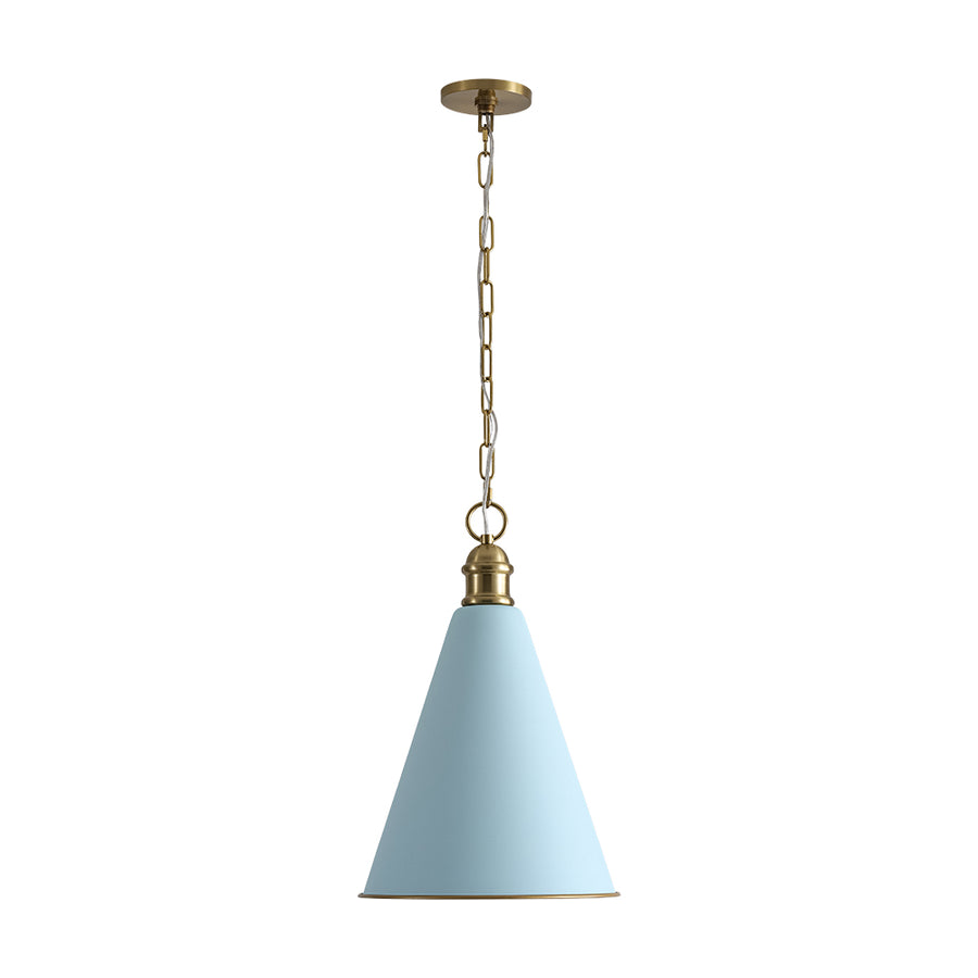 Macaron Brass Baby Blue 1-Light Iron Conical Kitchen Pendant