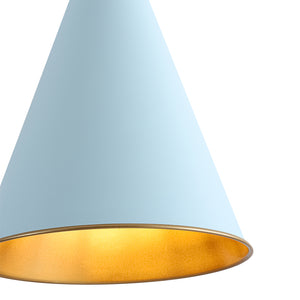 Macaron Brass Baby Blue 1-Light Iron Conical Kitchen Pendant
