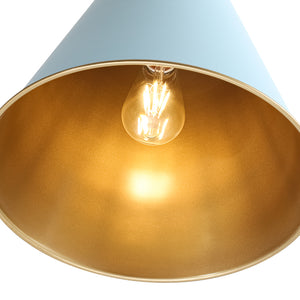 Macaron Brass Baby Blue 1-Light Iron Conical Kitchen Pendant