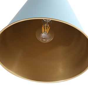 Macaron Brass Baby Blue 1-Light Iron Conical Kitchen Pendant