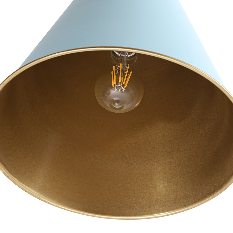 Macaron Brass Baby Blue 1-Light Iron Conical Kitchen Pendant