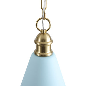 Macaron Brass Baby Blue 1-Light Iron Conical Kitchen Pendant
