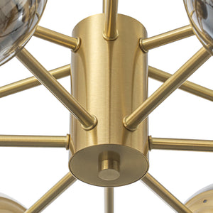Mid-Century 12-Light Smoked Glass Globe Tiered Sputnik Chandelier