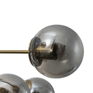 Mid-Century 12-Light Smoked Glass Globe Tiered Sputnik Chandelier