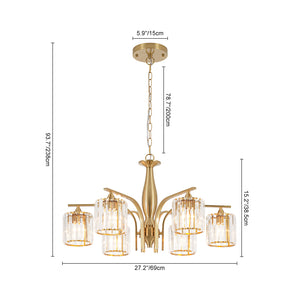 Glam Brass Faceted Crystal 6-Light Semi Flush Chandelier
