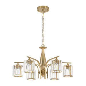 Glam Brass Faceted Crystal 6-Light Semi Flush Chandelier
