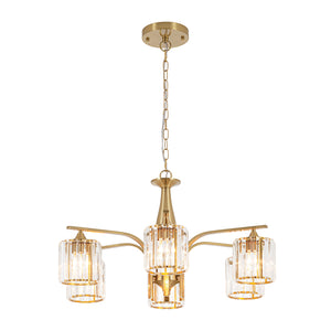 Glam Brass Faceted Crystal 6-Light Semi Flush Chandelier