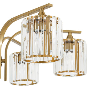 Glam Brass Faceted Crystal 6-Light Semi Flush Chandelier