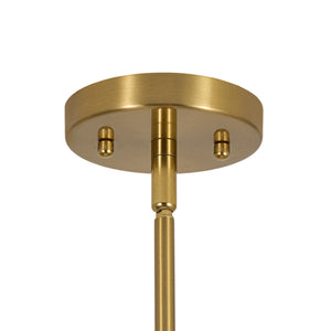 Mid-Century Brass White Fabric Conical Lantern Chandelier