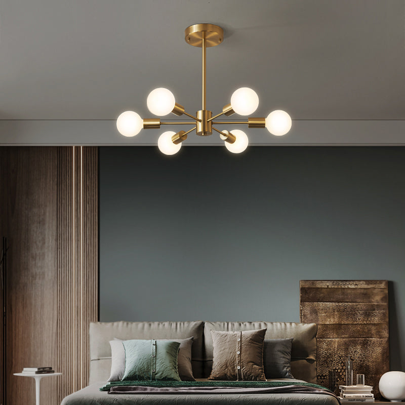 Mid-Century Modern 6-Light Brass Sputnik Ceiling Light