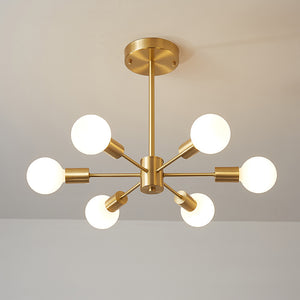 Mid-Century Modern 6-Light Brass Sputnik Ceiling Light