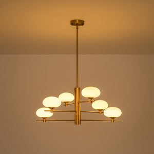 Modern 6-Light Tiered Frosted Glass Globe Sputnik Chandelier