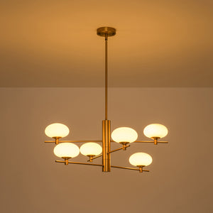 Modern 6-Light Tiered Frosted Glass Globe Sputnik Chandelier
