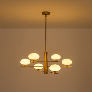 Modern 6-Light Tiered Frosted Glass Globe Sputnik Chandelier