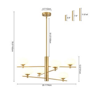 Modern 6-Light Tiered Frosted Glass Globe Sputnik Chandelier