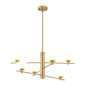 Modern 6-Light Tiered Frosted Glass Globe Sputnik Chandelier