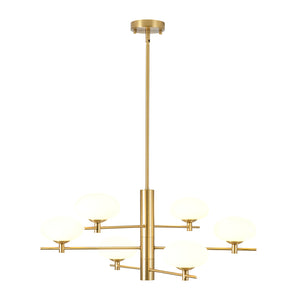 Modern 6-Light Tiered Frosted Glass Globe Sputnik Chandelier