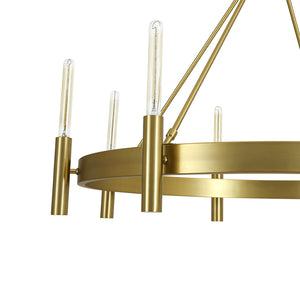 Modern Oversized 8-Light Brass Metal Wagon Wheel Chandelier
