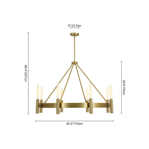 Modern Oversized 8-Light Brass Metal Wagon Wheel Chandelier