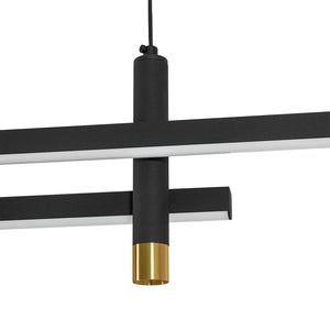 Modern Black Brass Linear Dimmable LED Island Chandelier