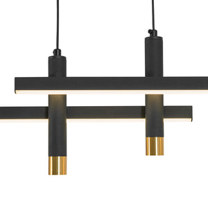 Modern Black Brass Linear Dimmable LED Island Chandelier