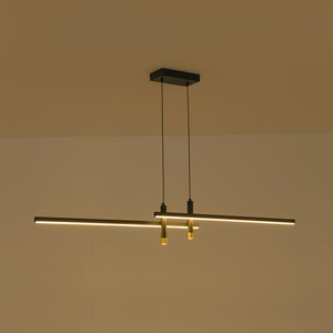 Modern Black Brass Linear Dimmable LED Island Chandelier