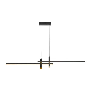 Modern Black Brass Linear Dimmable LED Island Chandelier