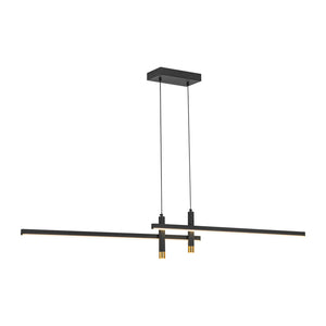 Modern Black Brass Linear Dimmable LED Island Chandelier