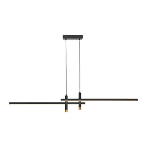 Modern Black Brass Linear Dimmable LED Island Chandelier