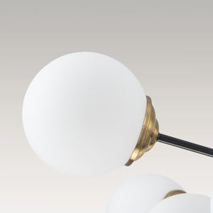 Modern Black Brass Opal Glass Globe Tiered Sputnik Chandelier
