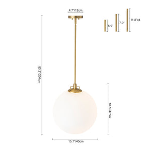 Modern Brass 1-light Shine Opal Glass Globe Kitchen Pendant